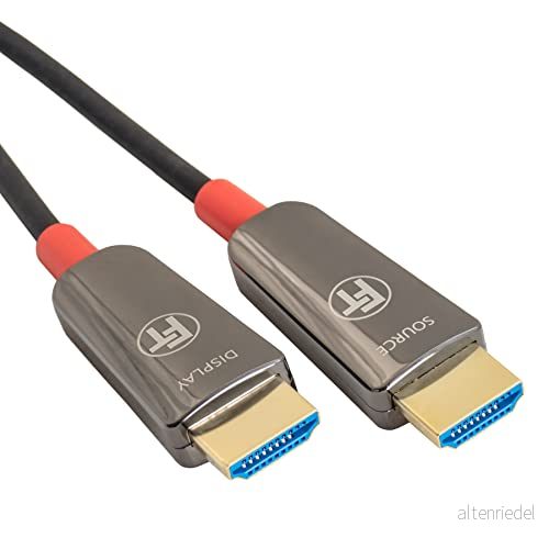 FeinTech 8K HDMI fiberkabel 12 m, 4K 120 Hz, 1440p 144Hz för 2.1 spel, kabel PS5 Xbox PC TV, 48 Gbps, stöder eARC, CEC, VRR, HDR, Dolby Atmos, 3D, VMI90120 4026423000379