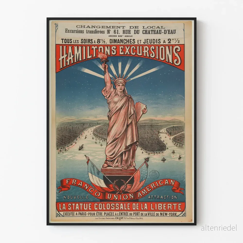 Vintageaffisch Hamiltons Excursions Frihetsgudinnan