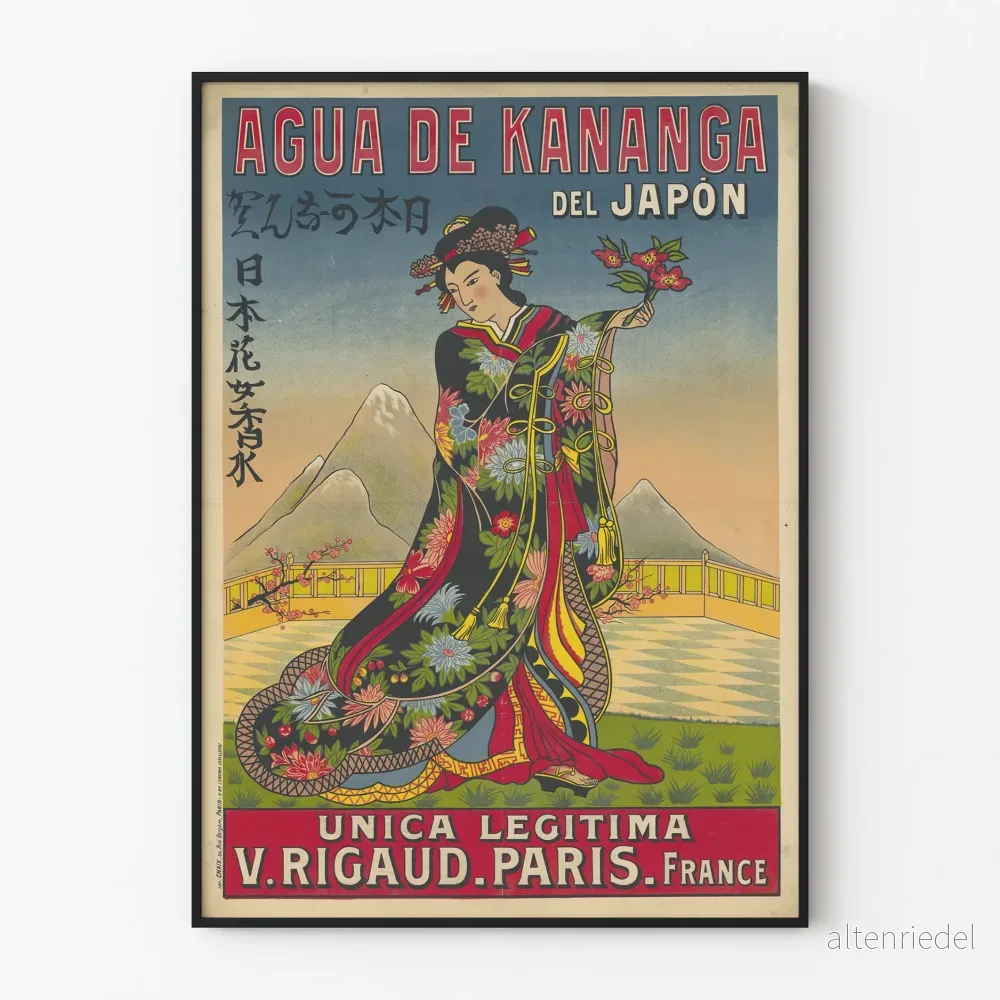 Vintageposter Agua de Kananga från Japan - Japansk väggdekoration