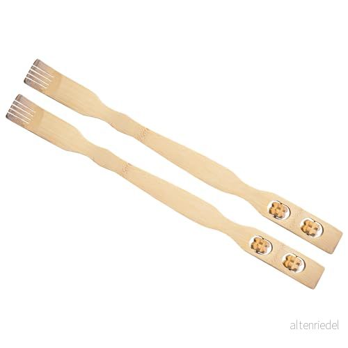 Chinchilla® Eco Set med 2 ryggskrapor massagerullar Dubbel avslappning och välbefinnande för ryggen 100% naturlig bambu Lätt, miljövänlig hållbar 46 cm längd 4262439550273
