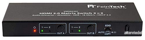 FeinTech VMS02201 HDMI 2.0 matrisbrytare 2x2 med ljudutdragare 4K HDR SPDIF 4026423960840