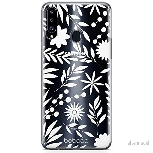 ERT GROUP mobiltelefonfodral för Samsung A20S originalt och officiellt licensierat Babaco mönster Flowers 023 Vit optimalt anpassad till formen på mobiltelefonen, gedeeltelijk transparant 5904805806186