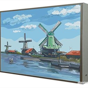Bild med vitlackerad träram Upplyst Ljus Leds Mills i Amsterdarm 683489520070 Bild med vitlackerad träram Upplyst Ljus Leds Mills i Amsterdarm 683489520070