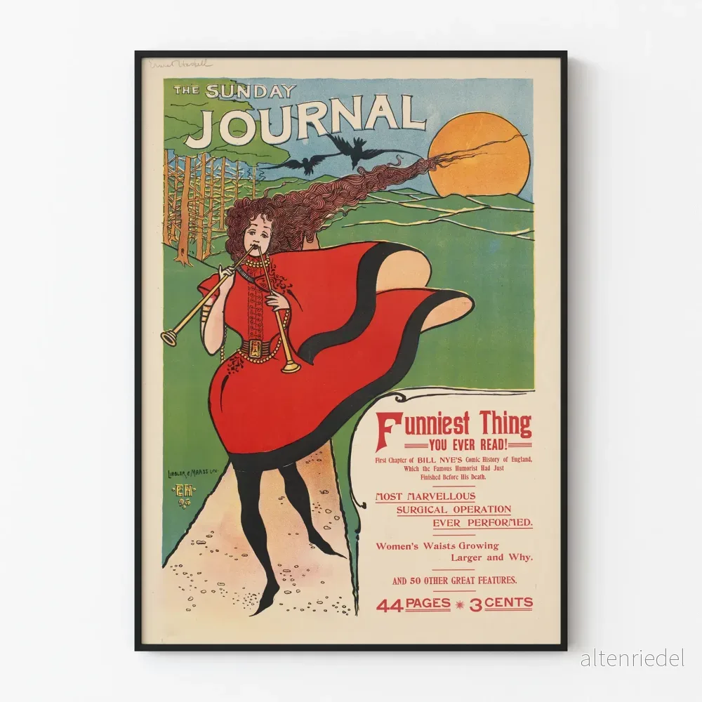 Vintage Sunday Journal-Poster av Ernest Haskell - Retro väggdekoration