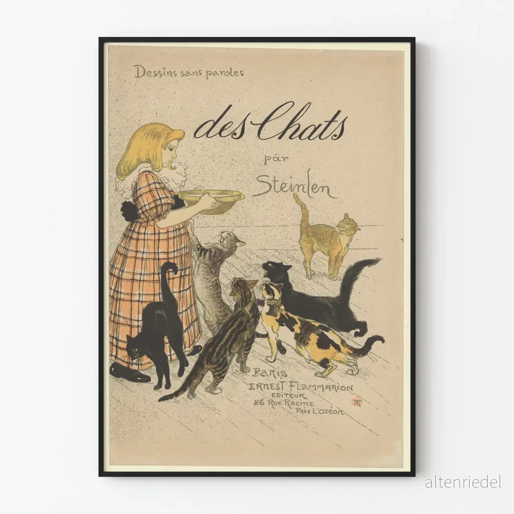 Vintageposter 'Des Chats' av Steinlen för väggdekoration