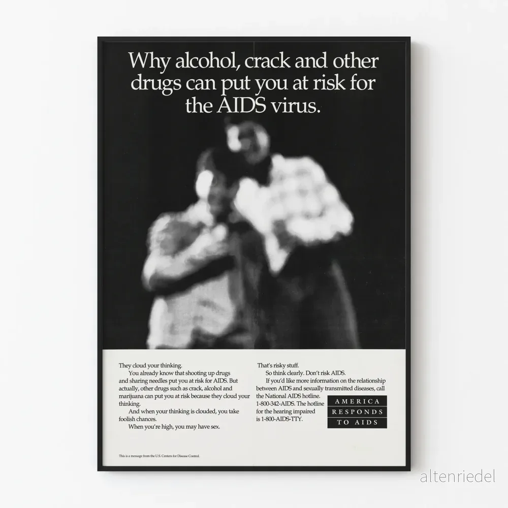 Utbildningsposter om riskerna för AIDS kopplade till alkohol och droger