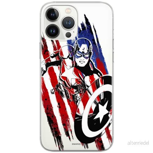 ERT GROUP mobiltelefonfodral för Iphone 13 PRO MAX originalt och officiellt licensierat Marvel mönster Captain America 016 Vit optimalt anpassad till formen på mobiltelefonen, gedeeltelijk transparant 5903932926217