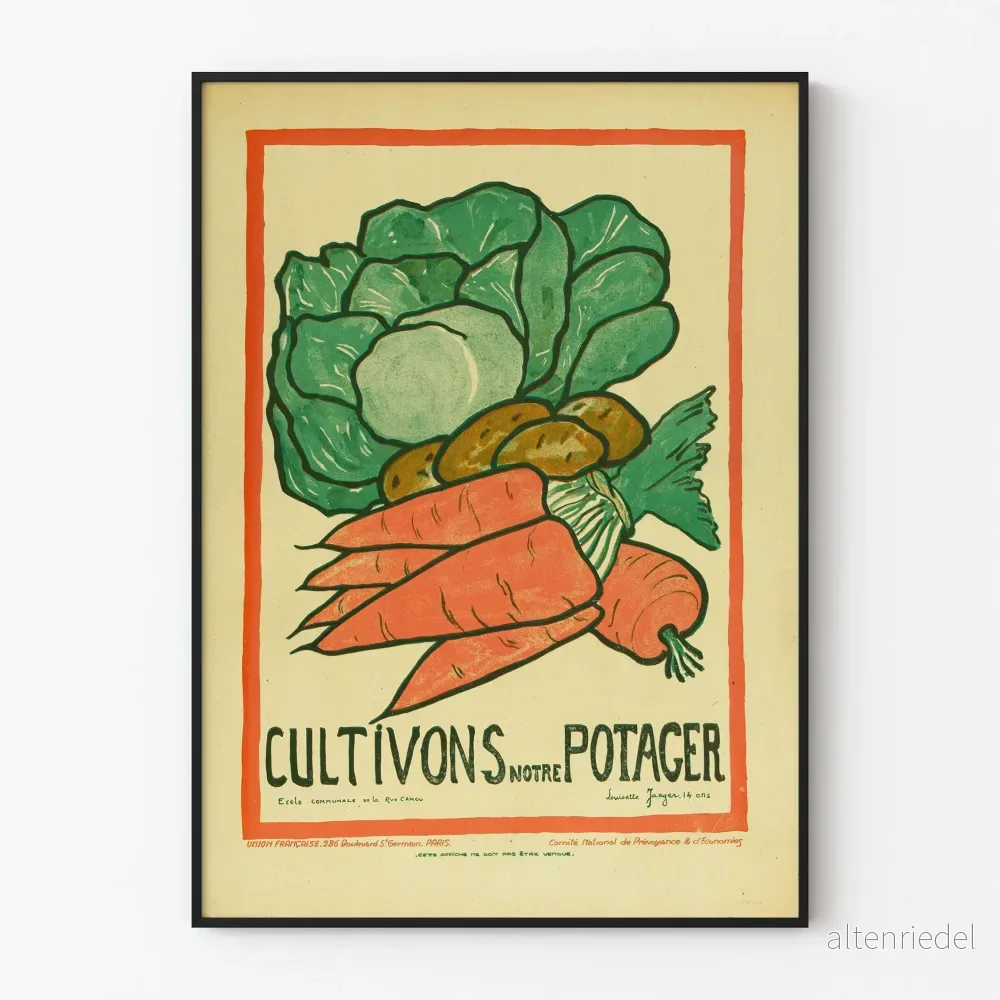 Vintageposter Odla vår köksträdgård – Naturlig väggdekoration med grönsaker
