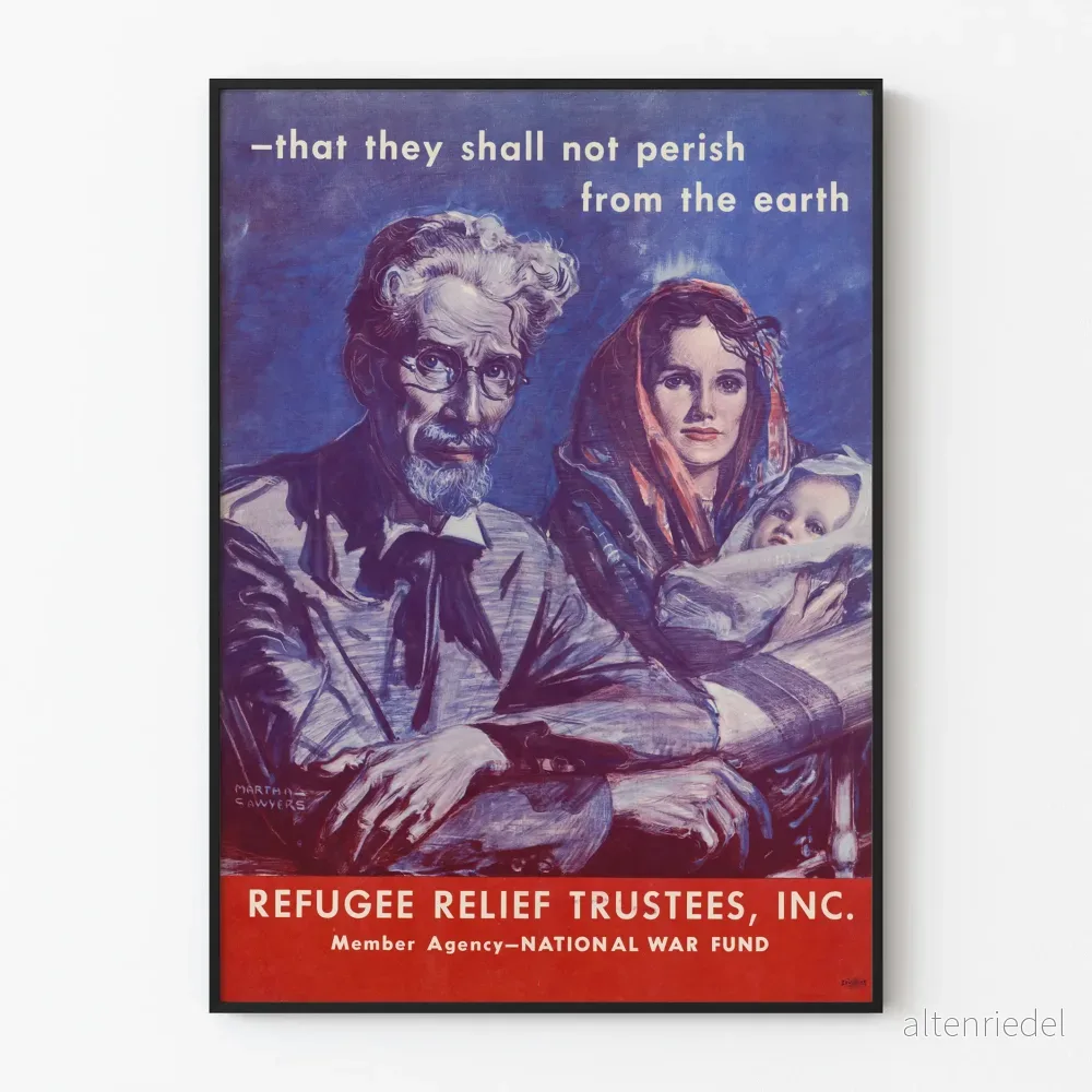 Vintage humanitär poster för flyktinghjälp Trustees