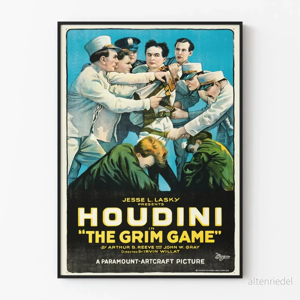 Vintagefilmaffisch Houdini The Grim Game Väggdekoration