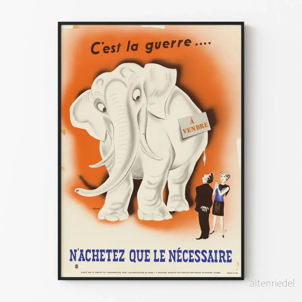 Vintageposter Krig och Ekonomi – Nöj dig med det nödvändigaste Vintageposter Krig och Ekonomi – Nöj dig med det nödvändigaste