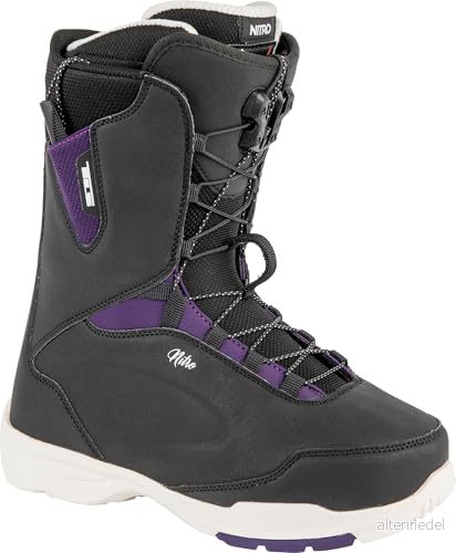 Nitro Damsnowboards Scala TLS '23 All Mountain Freeride Freestyle snabblåssystem båt snowboardbåt, blackpurple, MP 27,0 // EU 41 1/3 US 9,5 7630221826474
