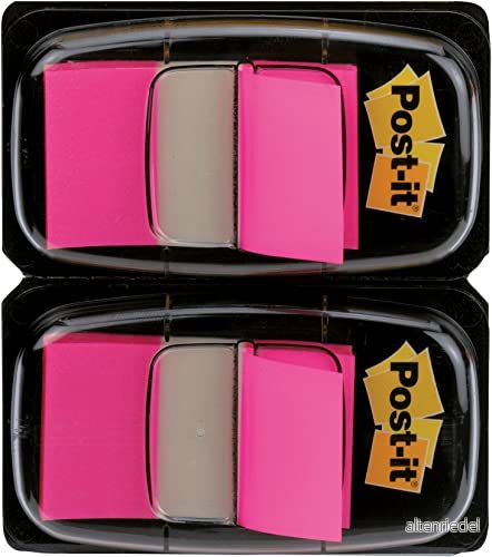 Post it indexflaggor, medium, rosa, 2 dispensrar 25,4 mm x 43,2 mm, 100 flaggor för att markera, markera eller färgkod viktig information 51141920580
