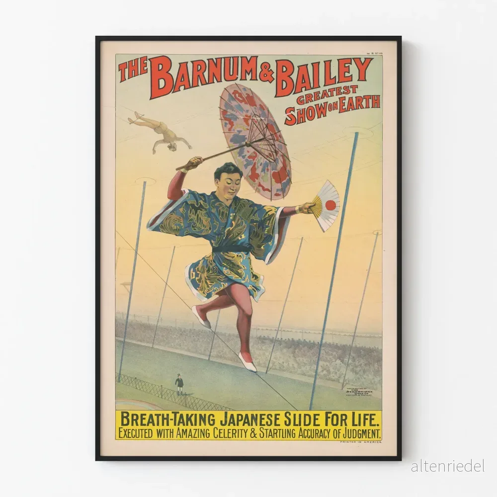 Vintageaffisch Cirque Barnum & Bailey - Japansk akrobat på tråd
