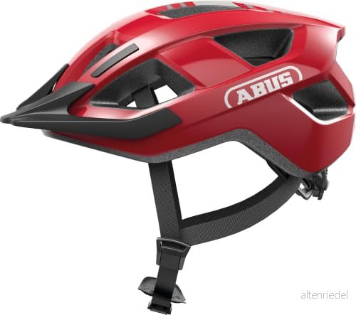 ABUS Aduro 3.0 LED cykelhjälm sportig cityhjälm i snygg design för vardagliga och sportiga turer med bakljus dam herr storlek L, röd 4003318383601