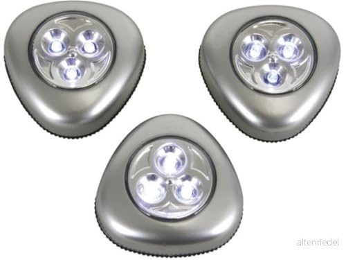 PEREL CCL02X3 självhäftande LED lampa, silver (förpackning med 3) 141081 5410329397777