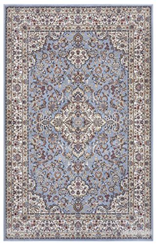 Nouristan Zahra Design orientalisk matta med kort lugg vardagsrumsmatta, idealisk för vardagsrum, kök, sovrum, kontor, matsal blå kräm, 120 x 170 cm 4260731889756