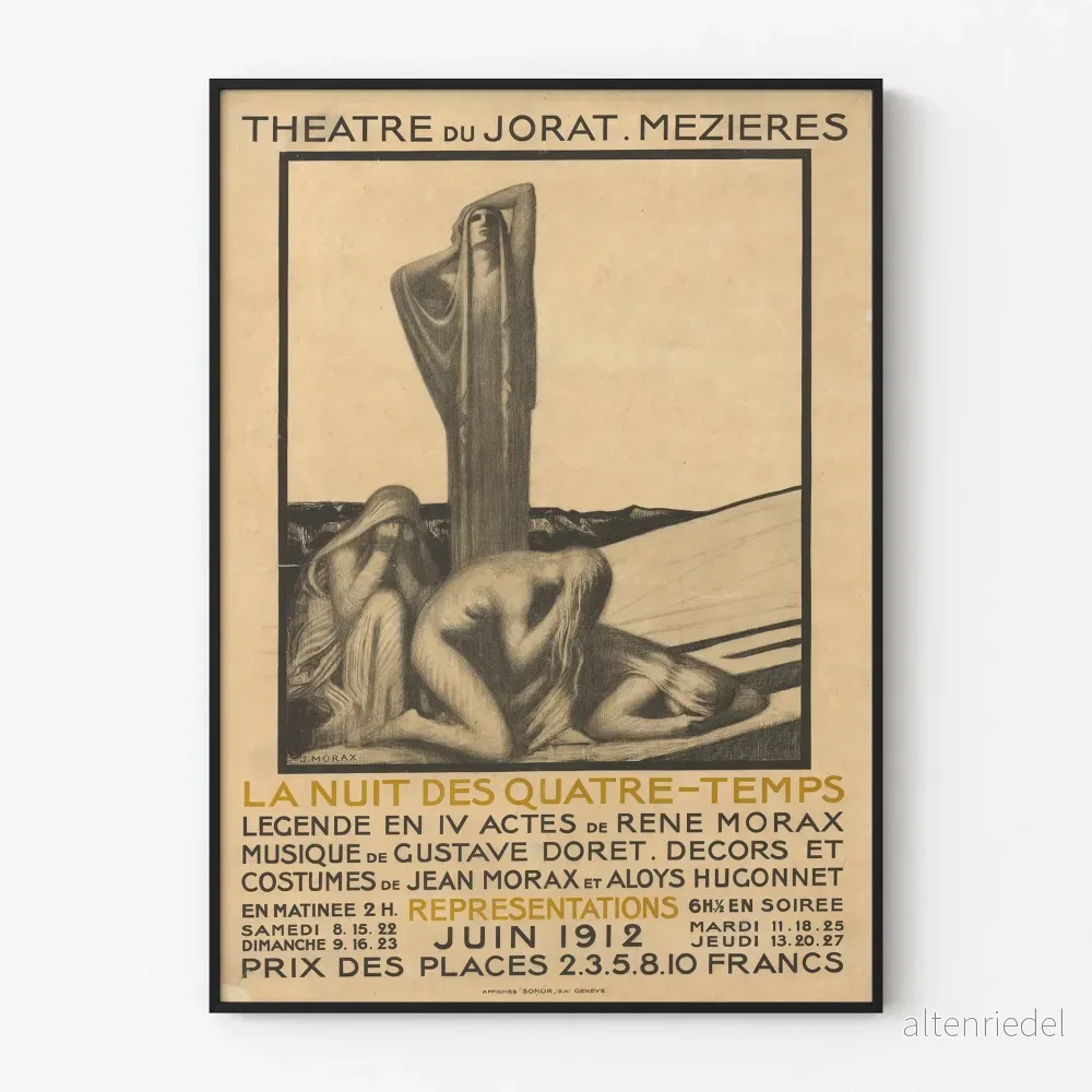 Vintageposter La Nuit des Quatre-Temps Joratteatern Mézières 1912 Vintageposter La Nuit des Quatre-Temps Joratteatern Mézières 1912