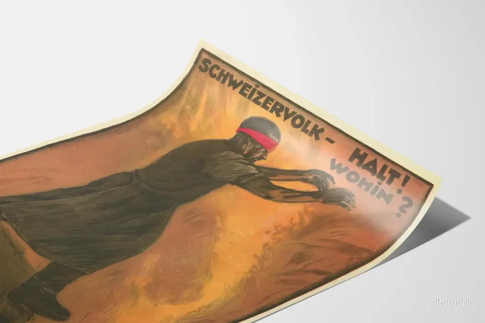 Vintage schweizisk politisk poster mot förmögenhetsskatt - Bild 3