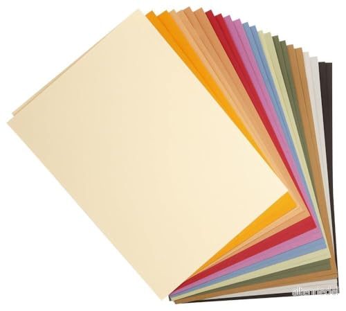 Clairefontaine 960550C förpackning med 50 ark ritpapper tulipe, 160 g, DIN A3, syrafri, 100% cellulosa, 1 pack, 24 pastellfärger sorterade 3329689605502