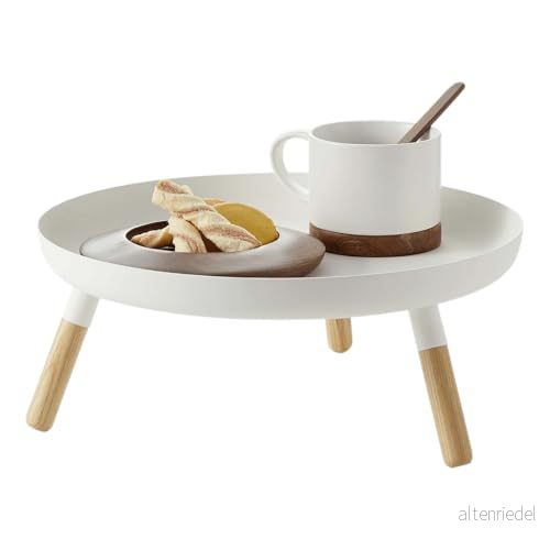 YAMAZAKI 5564 PLAIN hylla med träben, vit, stål/trä, minimalistisk design, 32 x 13 cm (L B H) 4903208055642