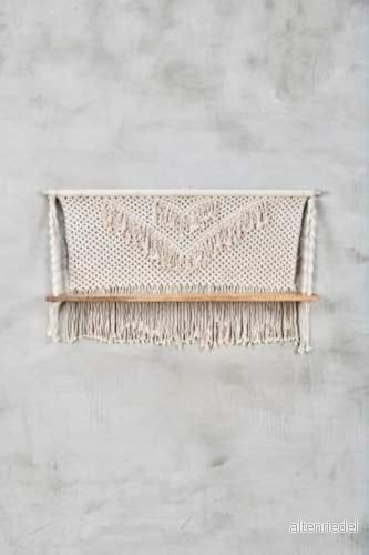 CarlaMarge 2070005 Hängande Hylla Vägghylla Handvävd Makramé Hänga Växthållare Blomkruka Hållare Boho Home Decor Tabima, Mango, Bomull, Naturkräm, 60 cm x 90 20 4062298001660