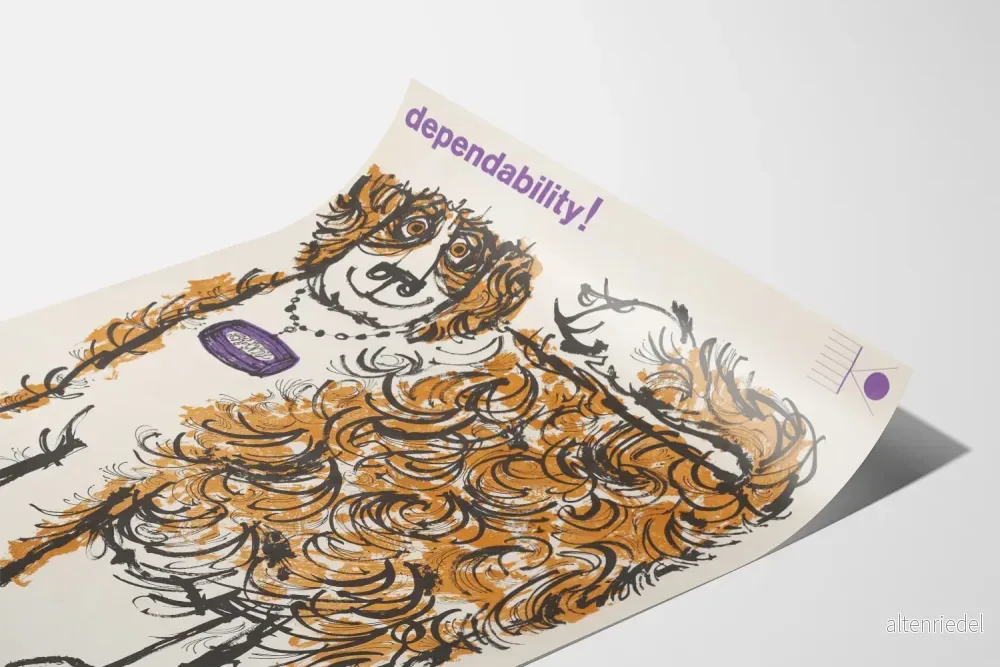 Vintage dekorativ poster Hund Bouclé "Pålitlighet" - Bild 3