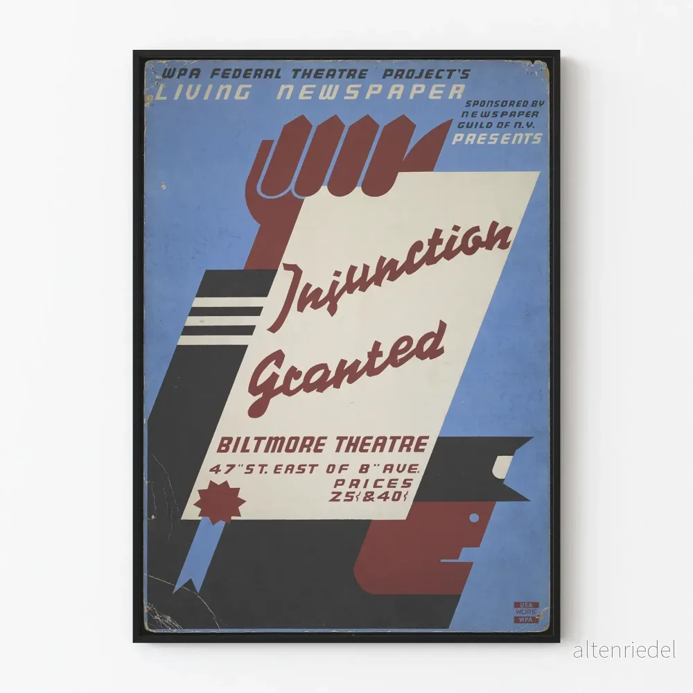 Vintageaffisch teater Injunction Granted - Retro väggdekoration