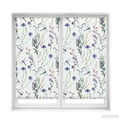 Blindecor Easy Pack med 2 Blackout tryckta mörkläggningsgardiner utan borrning digitalt tryck Dragonfly, 70 x 150 cm (B H) tygmått 67 145 8434363463967