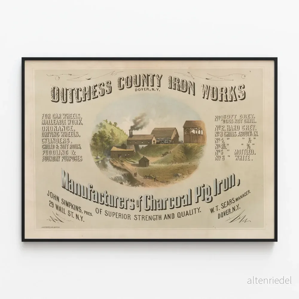 Vintageposter Dutchess County Iron Works - Industriell väggdekoration