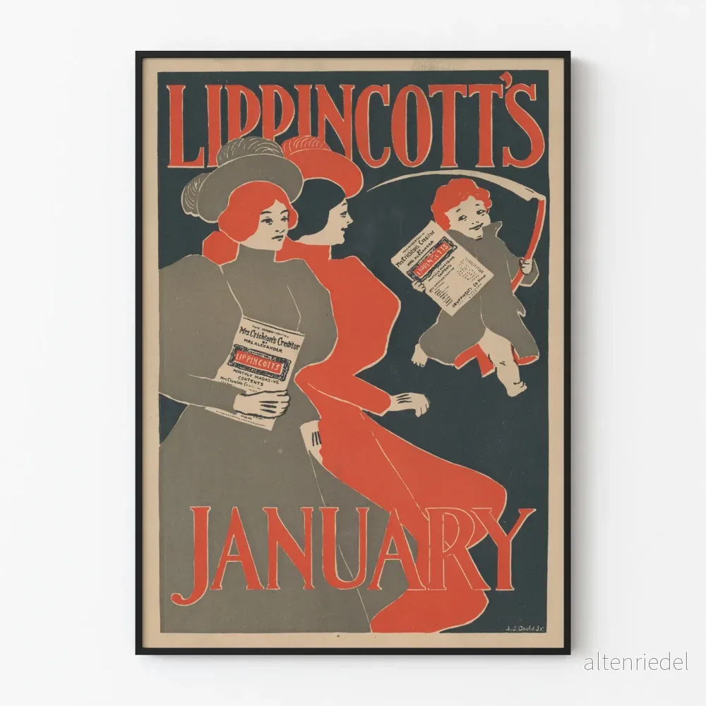 Vintageposter Lippincott's januari för väggdekoration