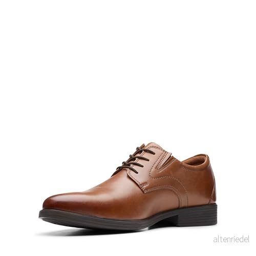Clarks Whiddon Plain, Derby snörskor för män, Mörkt solbränna läder 2, 43 EU bred 5050410593420