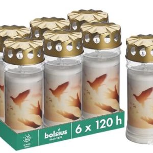 Bolsius gravljus vit set om 6 stycken längd brinntid 120 timmar sorteringsljus och minnesmärke ljus permanent brännare med motiv duva oparfymerad utan palmolja nr 5 8717847142139 Bolsius gravljus vit set om 6 stycken längd brinntid 120 timmar sorteringsljus och minnesmärke ljus permanent brännare med motiv duva oparfymerad utan palmolja nr 5 8717847142139
