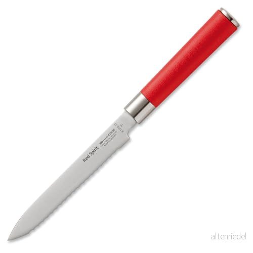 F. DICK Red Spirit universalkniv med tandad kant (13 cm bladlängd, fungerar enkelt genom skal eller skorpa, balanserad skärpa) 81710132 4009215192353