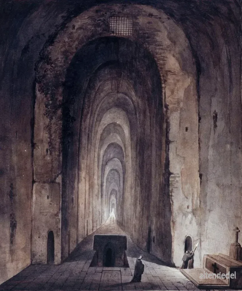 Målning Les Catacombes de Saint - Agnès à Naples - François Marius Granet | Konsttryck - Bild 2