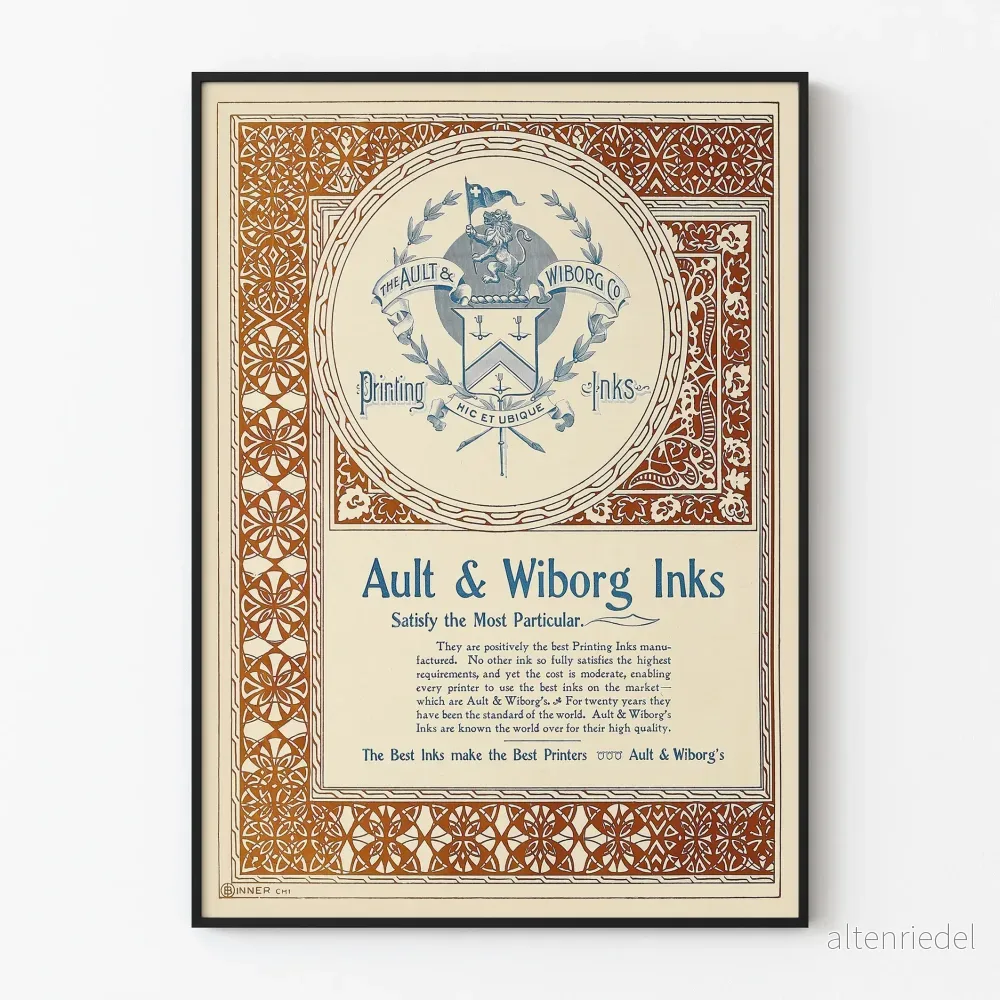 Vintage reklamposter för Ault & Wiborg bläck – Retro väggdekoration