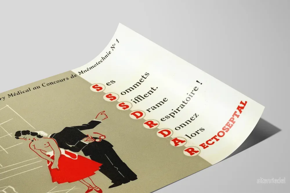 Vintage medicinsk poster - Minneshjälp för rektoseptal minnesmärke - Bild 2