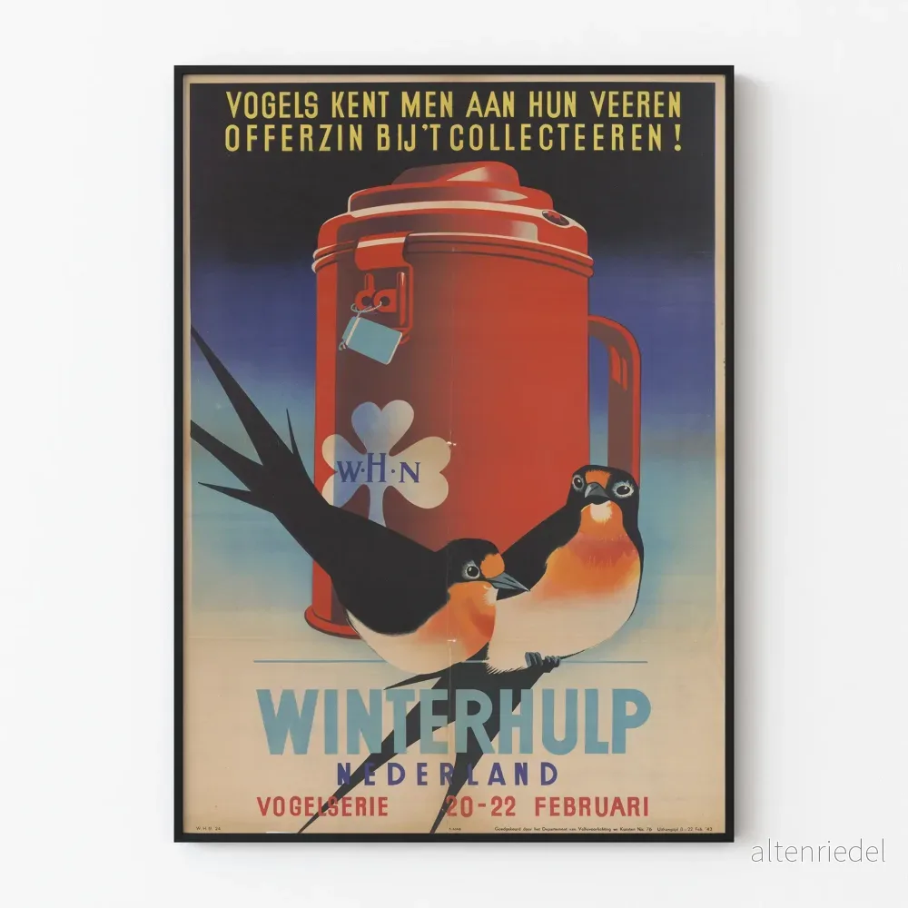 Vintageaffisch Winterhulp Nederland - Retro väggdekoration poster