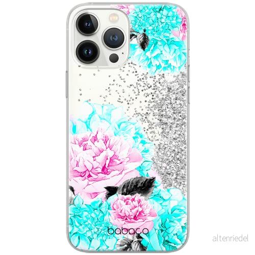 ERT GROUP mobiltelefonfodral för Apple Iphone 13 PRO MAX originalt och officiellt licensierat Babaco mönster Flowers 002 Vit anpassad till formen på mobiltelefonen, med glitter overflow effekt 5904805764066