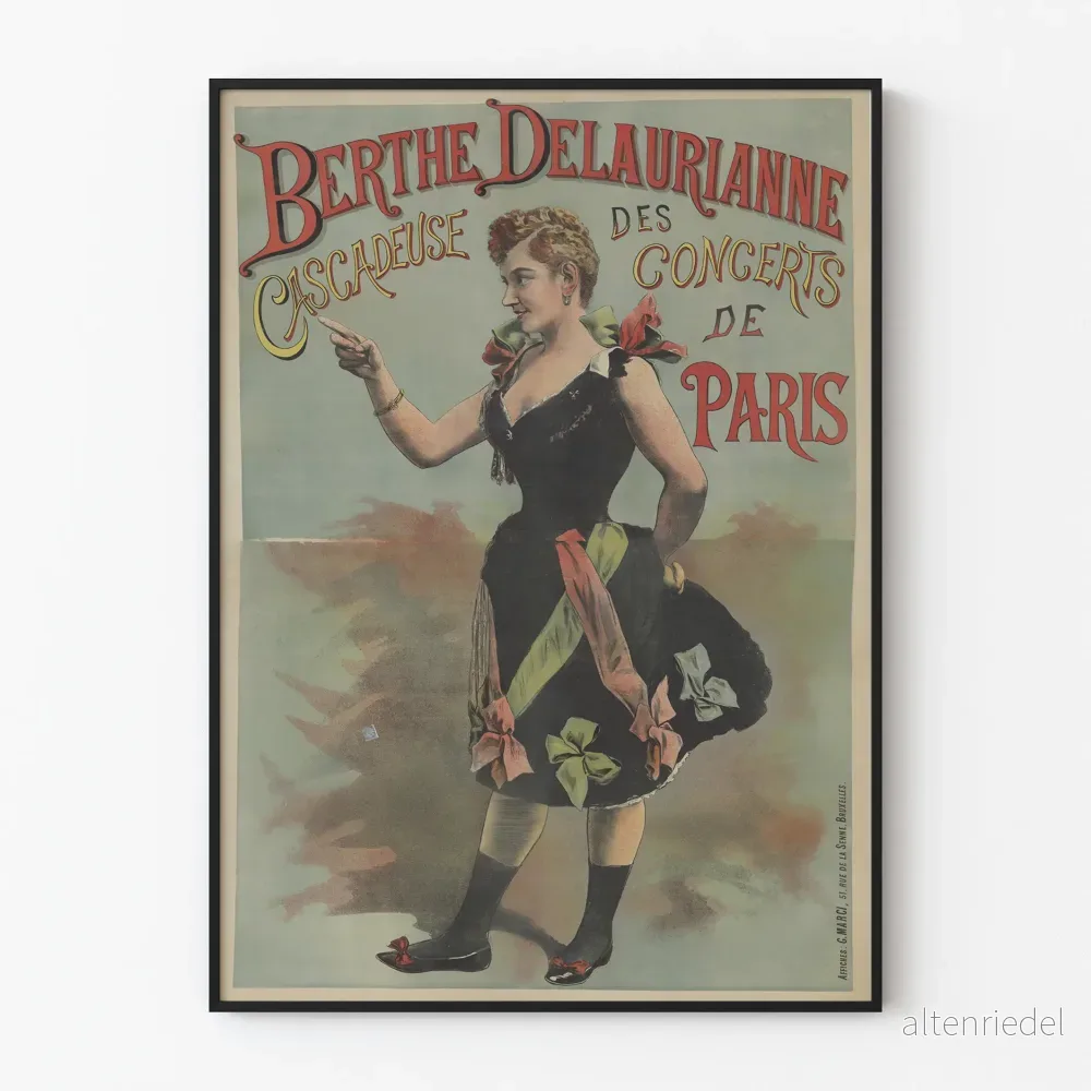 Vintageposter Berthe Delaurianne Cascadeuse från Paris-konserterna