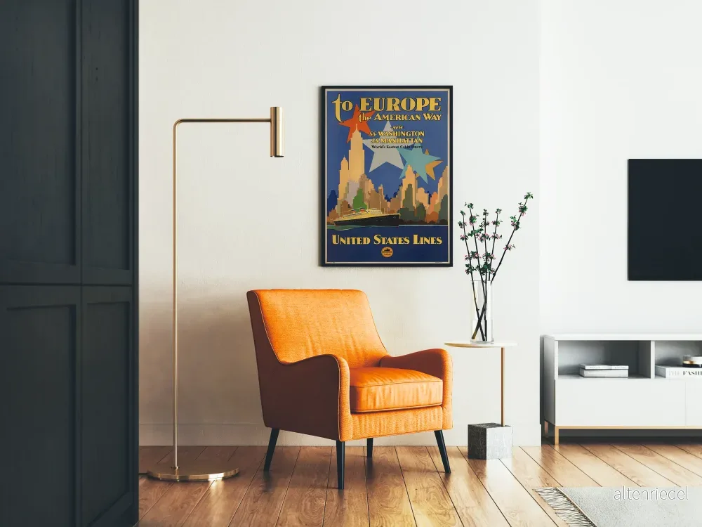 Vintageposter 'To Europe The American Way' United States Lines - Bild 2