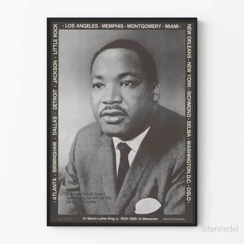 Affisch i hyllning till Dr. Martin Luther King Jr. – Svartvitt porträtt