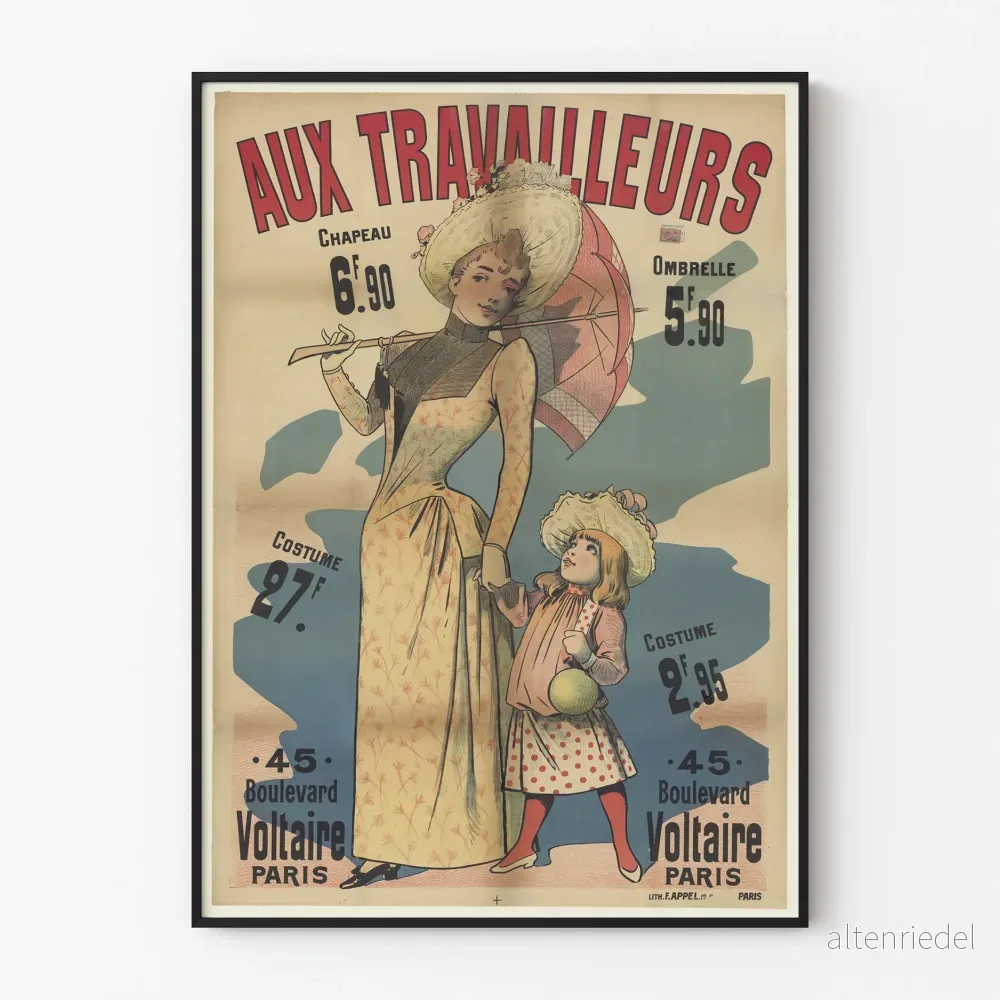 Vintageposter för arbetare Mode och Accessoarer Paris