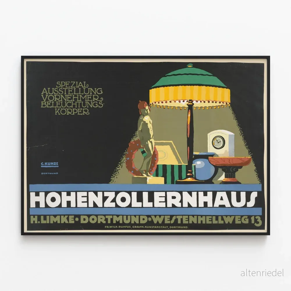 Vintageposter för specialutställning om belysning Hohenzollernhaus Dortmund