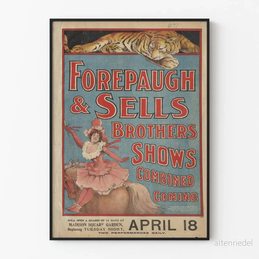 Vintageposter för Forepaugh & Sells Brothers Shows - Retro väggdekoration