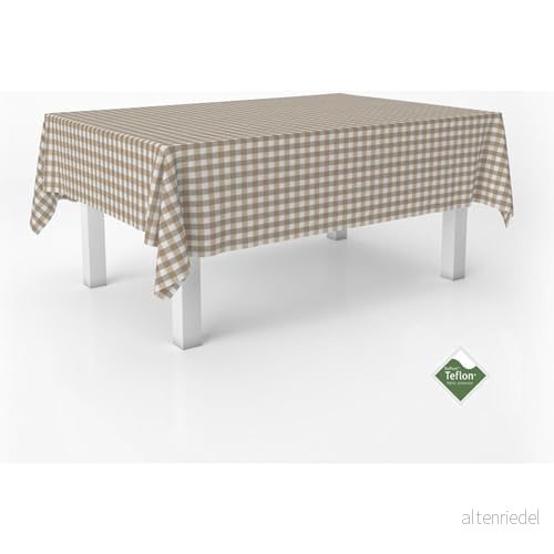 ECOMMERC3 Vichy fläckbeständig bordsduk för rektangulärt bord storlek 100 x 140 cm med extra mjuk känsla och vattentät taupe färg 8435767371292