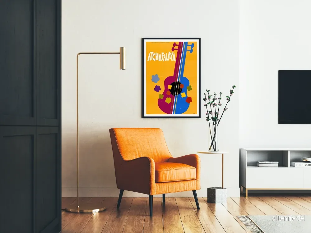 Dekorativ poster Atchafalaya med färggjord gitarr - Bild 2