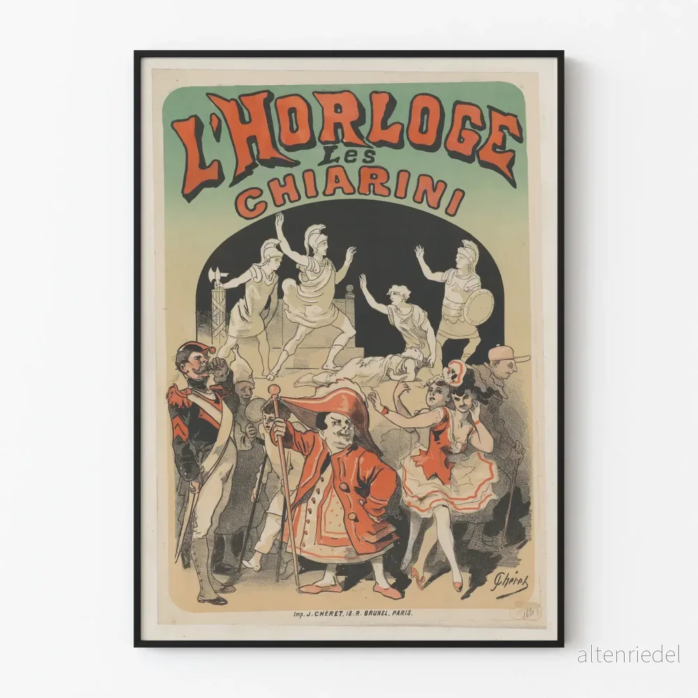 Vintageposter L’Horloge Les Chiarini för konstnärlig väggdekoration Vintageposter L’Horloge Les Chiarini för konstnärlig väggdekoration
