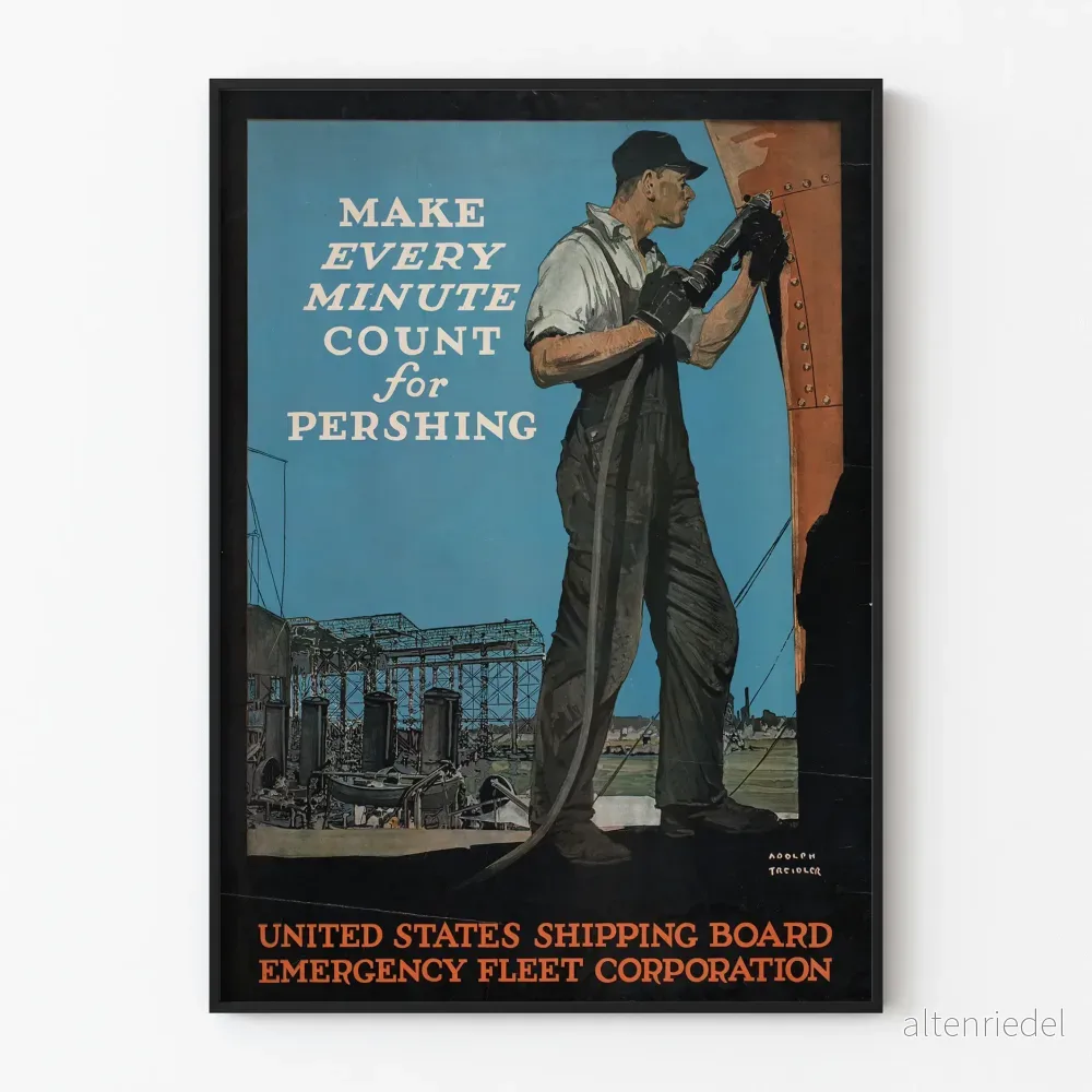Industrivintageposter Make Every Minute Count för Pershing