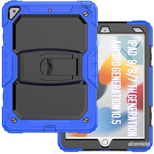 Fodral för iPad Air 3 2019/iPad Pro 10.5 2017 med hållstativ, robust stötsäkert skyddsfodral lagers strukturdesign, blå 7657136166051